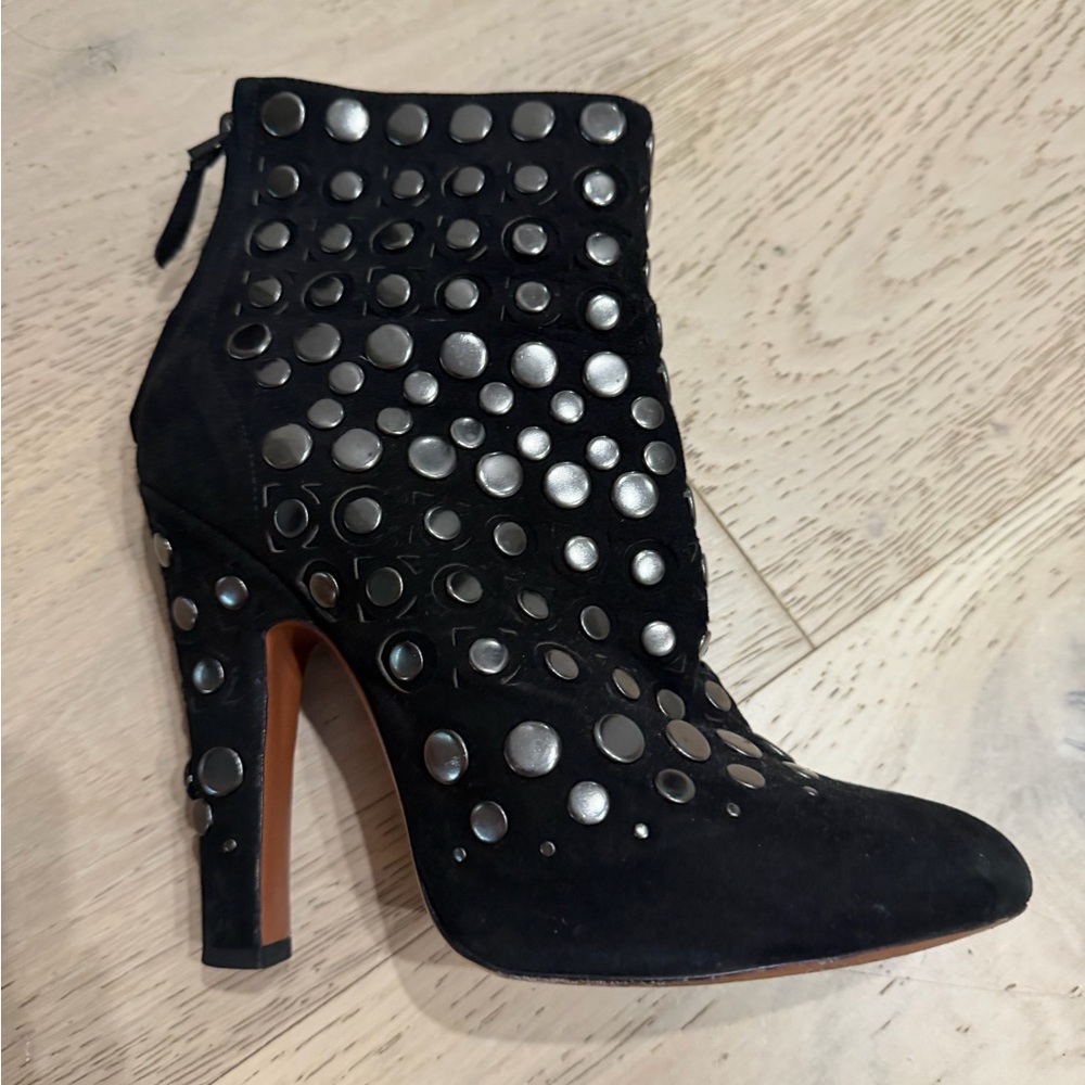 Alaia Black Heeled Boots with Silver Accents